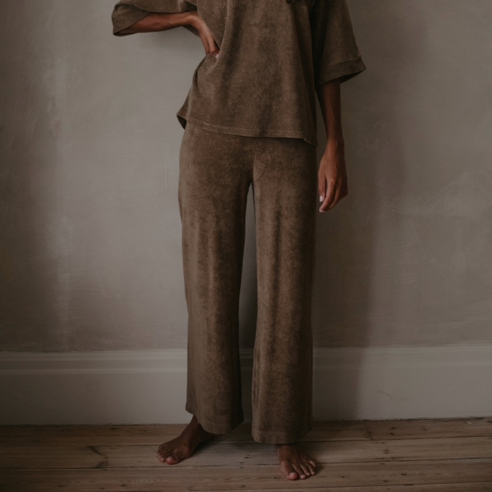The simple folk wide leg terry trousers